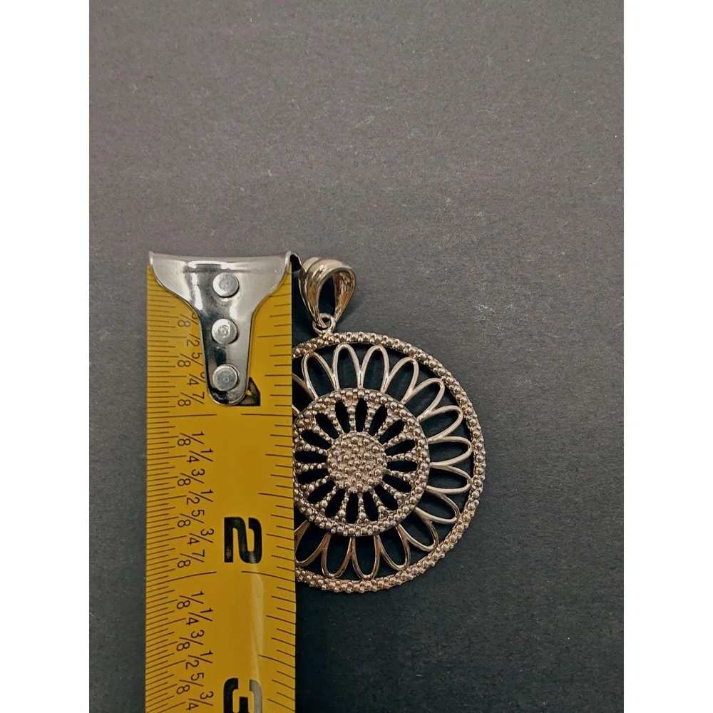 Milor Italy 925‎ Sterling Silver Floral Medallion Circular Pendant Statement